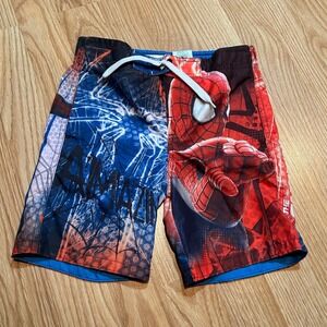 Marvel The Amazing Spider-Man 2 Boys Swim Trunks Red Blue Graphic Shorts XS